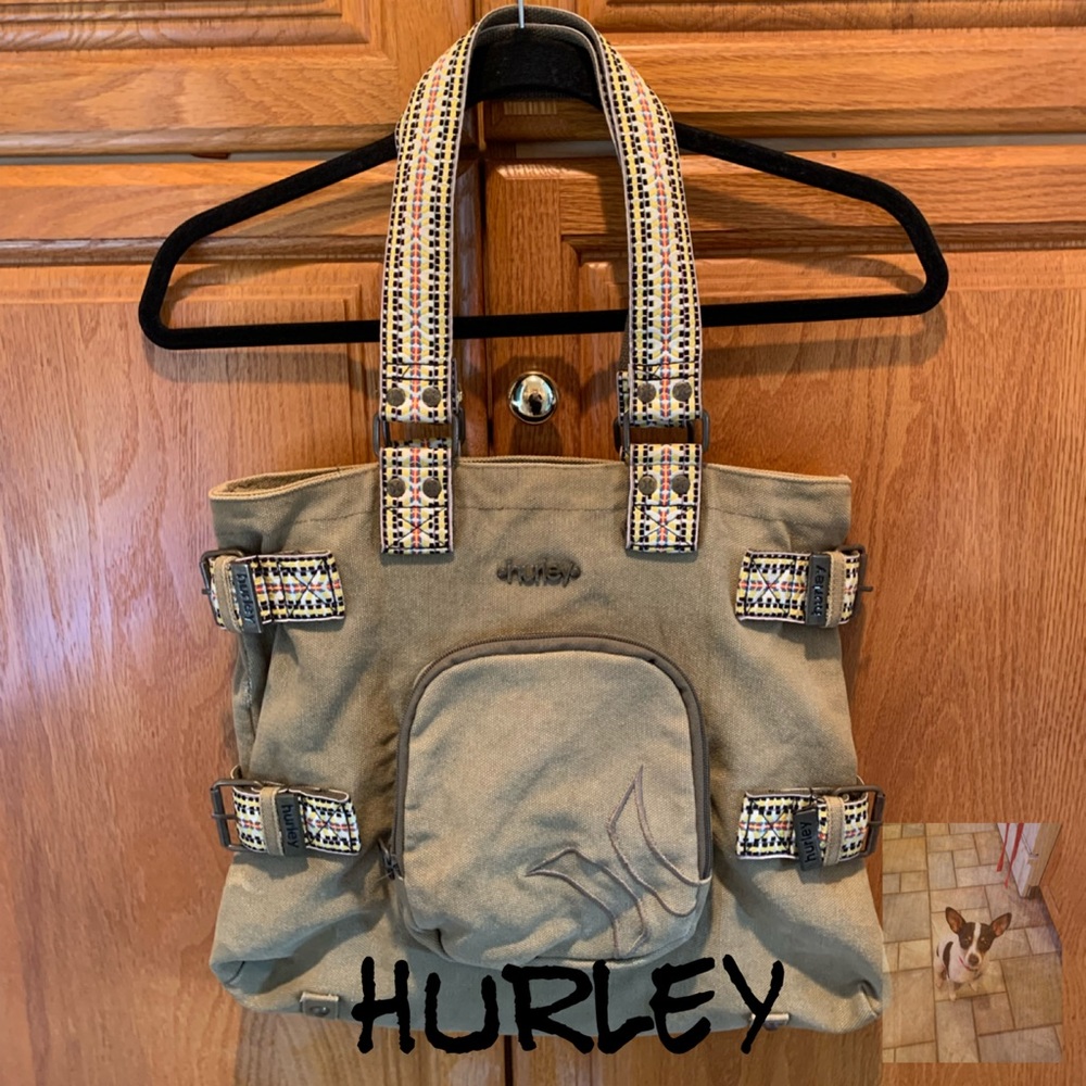 Hurley medium canvas tote with embroidered handles
